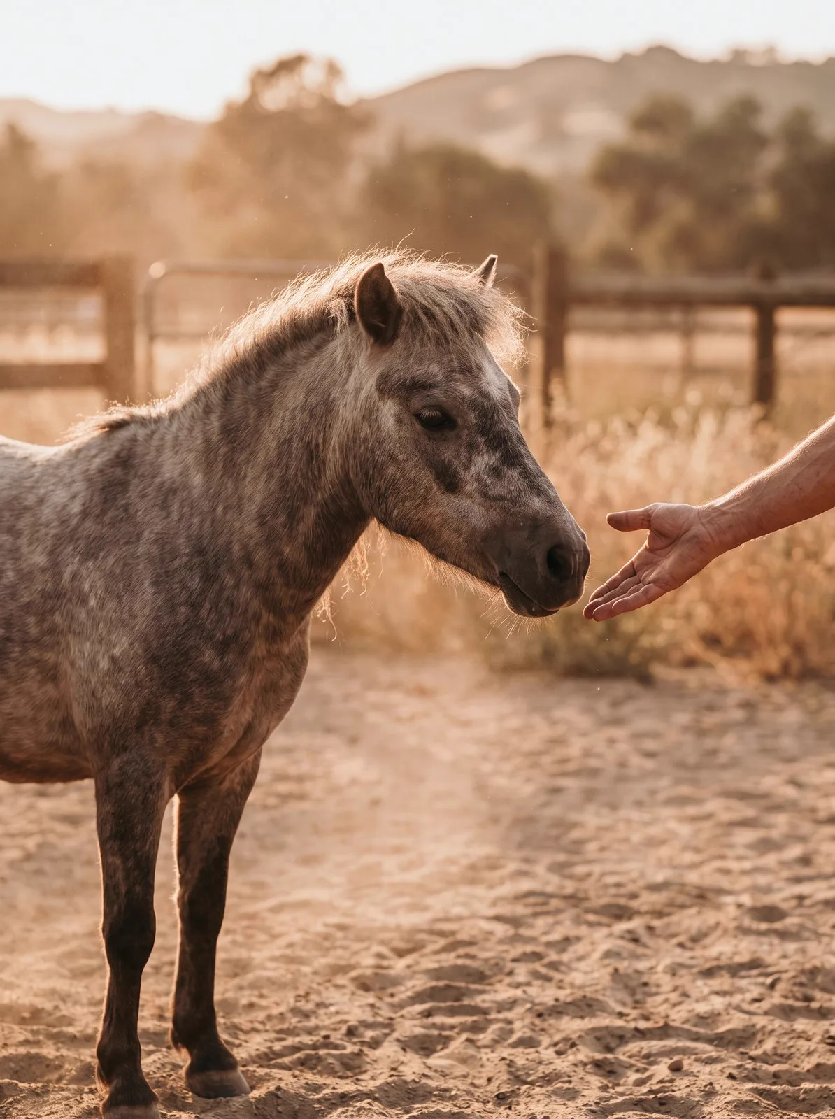Paardencoaching sessie met pony in de buitenlucht